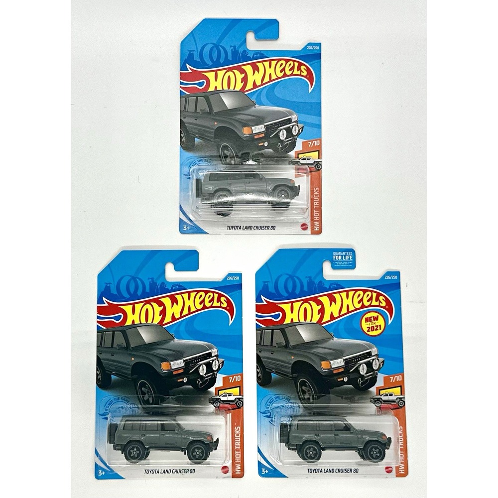 Hot Wheels Toyota Land Cruiser 80 Lot of 3 2021 HW Hot Trucks #226 Gray NEW 1:64